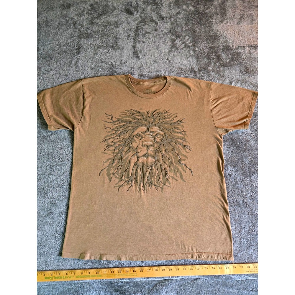 the green project Men's Brown Lion Graphic Print Crew Neck Short Sleeve Tee XL